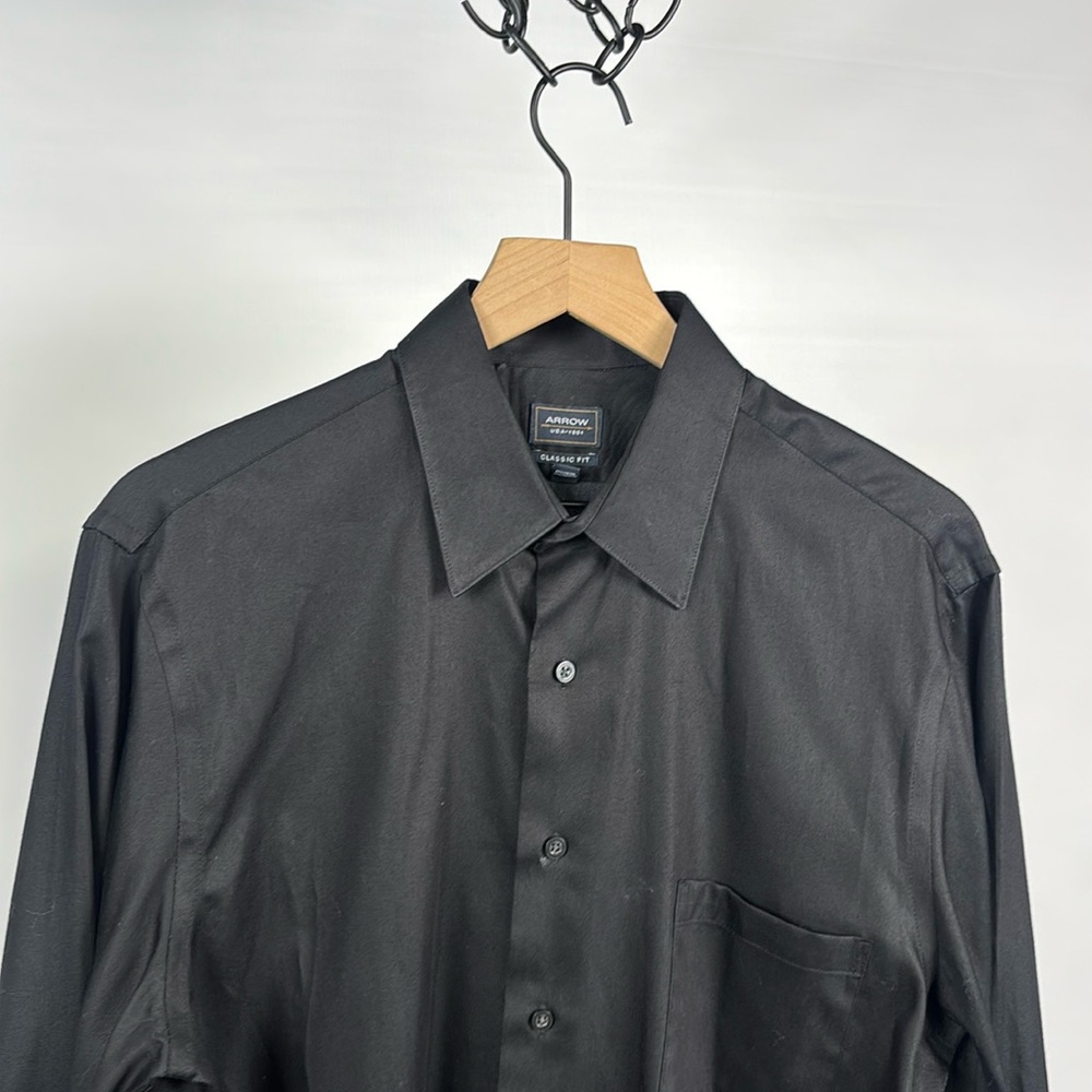 Arrow Classic Fit Button Down Dress Shirt - Black - Iron Free - 16
